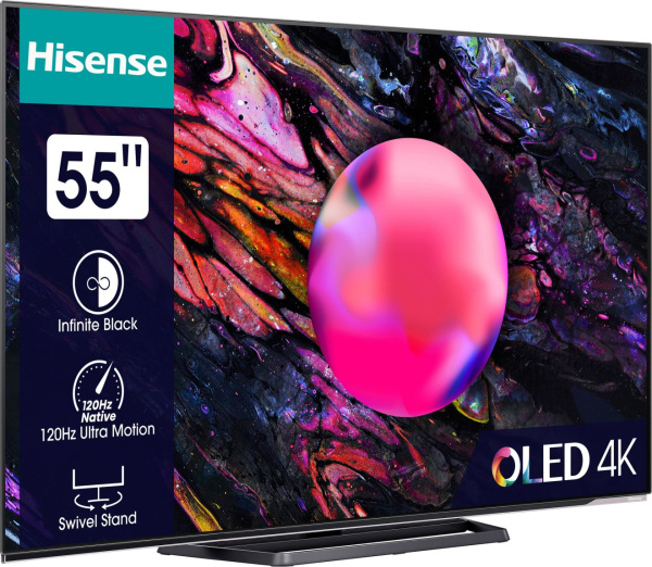 Телевизор OLED Hisense 55" 55A85K Smart черный/4K Ultra HD/DVB-T/120Hz/DVB-T2/DVB-C/DVB-S/DVB-S2/USB