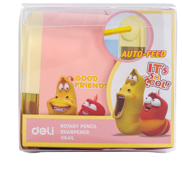 Точилка для карандашей механическая Deli E0641L Larva 1 отверстие пластик ассорти