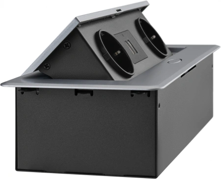 Розетка Cactus CS-SOCKET-EU/USBA-GY для столешницы 26.5x11.8x6.5см серый