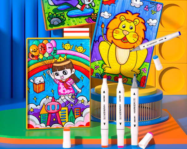 Набор маркеров для скетчинга Deli 70816-80 скошенный пиш. наконечник 80цв. пластиковая коробка