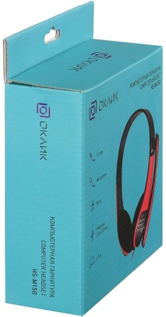 Наушники с микрофоном Оклик HS-M150 черный/красный 2.2м накладные оголовье (359486)