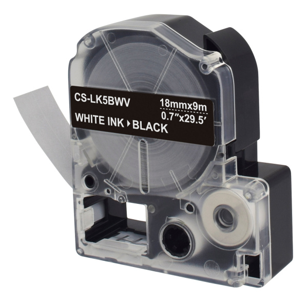 Картридж ленточный Cactus CS-LK5BWV LK-5BWV белый на черном 18x9 для Epson LW400/LW700/LW600P/LW1000P/K400/Z700/Z900