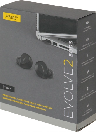 Наушники с микрофоном Jabra Evolve 2 Buds черный внутриканальные BT (20797-999-999)