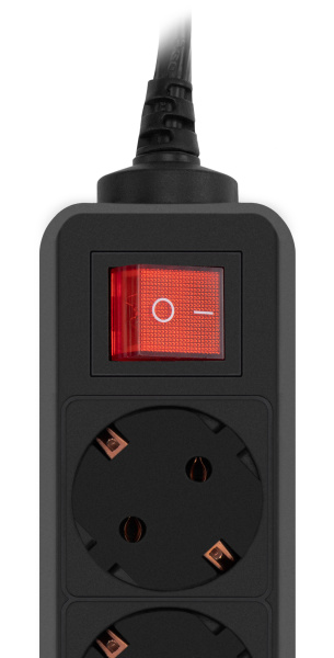 Сетевой фильтр PC Pet AP01006-3-B 3м (5 розеток) черный (пакет ПЭ)