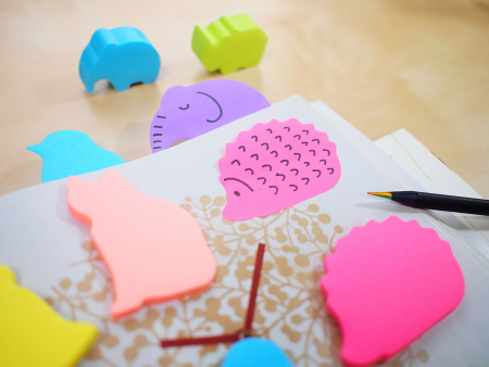 Блок самоклеящийся бумажный Stick`n 21780 50лист. фиолетовый 1цв.в упак. "слон"