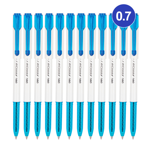 Ручка шариков. Deli Arrow EQ23-BL белый/голубой d=0.7мм син. черн. (1шт)