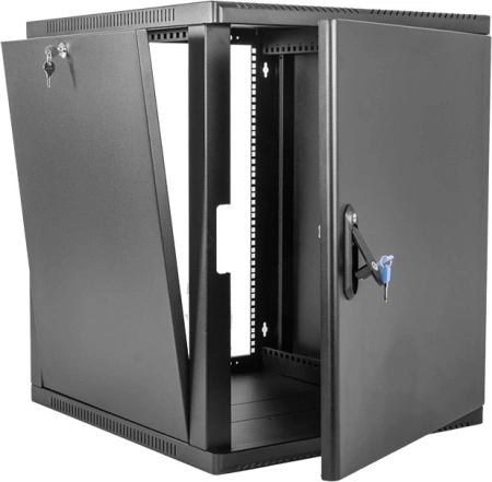 Шкаф коммутационный ЦМО (ШРН-9.350.1-9005) настенный 9U 600x350мм пер.дв.стал.лист 200кг черный 300мм