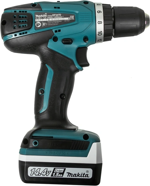 Дрель-шуруповерт Makita DF347DWE аккум. патрон:быстрозажимной (кейс в комплекте)