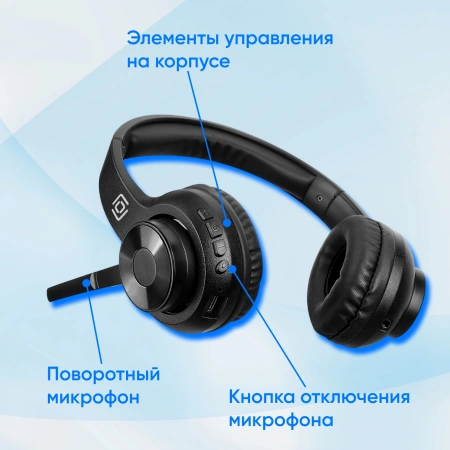 Наушники с микрофоном Оклик HS-M310 черный 1.5м накладные BT оголовье (1978706)