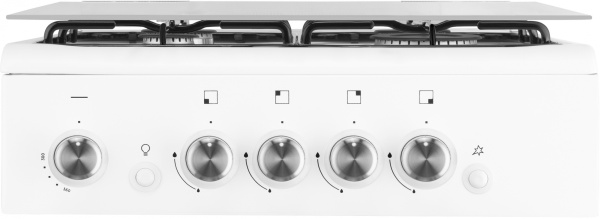 Плита Газовая Weissgauff WGS G4G02 WS белый (стеклянная крышка) реш.сталь