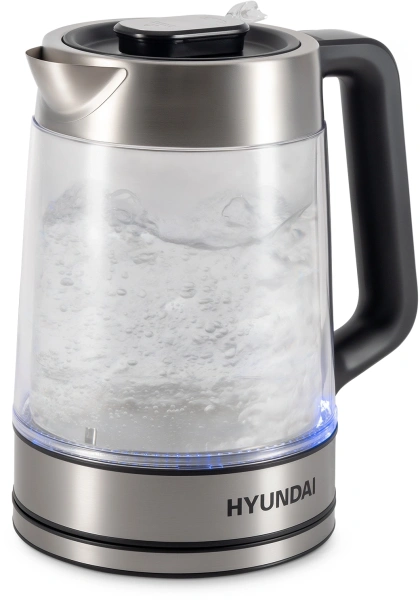 Чайник Hyundai HYK-G5607 1.7л. 2200Вт черный/серебристый (стекло)