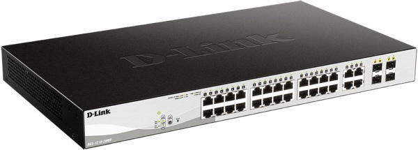 Коммутатор D-Link DGS-1210-28MP/FL1A (L2) 28x1Гбит/с 4xКомбо(1000BASE-T/SFP) 24PoE+ 370W управляемый