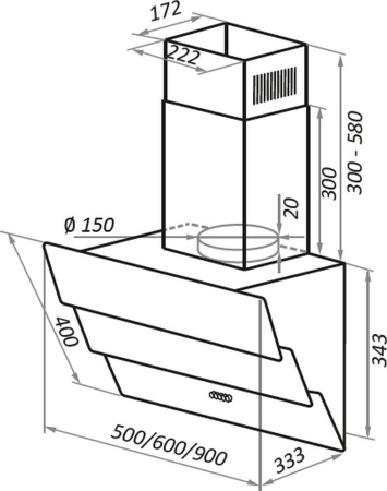 Вытяжка каминная Maunfeld Cascada 60 черный управление: сенсорное (1 мотор)
