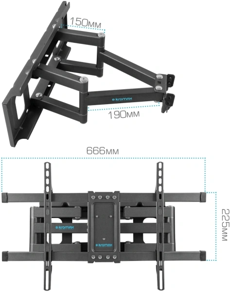 Кронштейн для телевизора Kromax CORBEL-8 титан 32"-75" макс.55кг настенный поворот и наклон