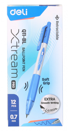 Ручка шариков. автоматическая Deli X-tream EQ11-BL синий мет./синий d=0.7мм син. черн. резин. манжета