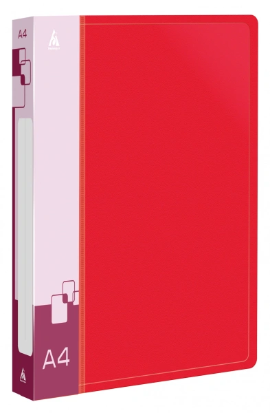 Папка на 4-х кольцах Бюрократ -0818/4RRED A4 пластик 0.7мм кор.18мм внутр. с вставкой красный