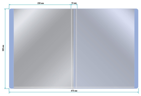 Папка-портфолио с 40 прозр.вклад. Бюрократ Gems GEMPP40AZURE A4 пластик 0.7мм карм.на лиц.стор. голубой топаз