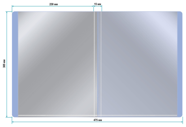 Папка-портфолио с 40 прозр.вклад. Бюрократ Gems GEMPP40AZURE A4 пластик 0.7мм карм.на лиц.стор. голубой топаз