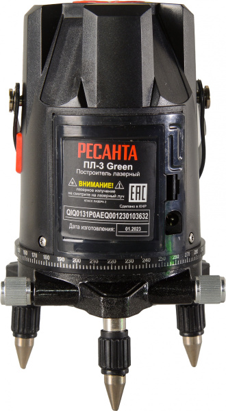 Нивелир лазерн. Ресанта ПЛ-3 Green 2кл.лаз. 550нм цв.луч. зеленый 3луч. (61/10/530)