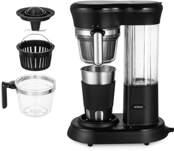 Кофеварка капельная Kitfort КТ-7141 600Вт черный/нержавеющая сталь