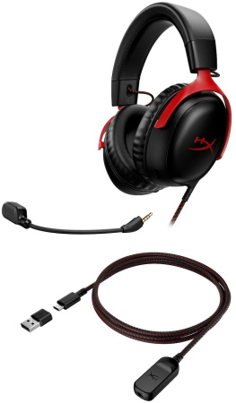 Наушники с микрофоном HyperX Cloud III черный/красный 1.2м мониторные (727A9AA)