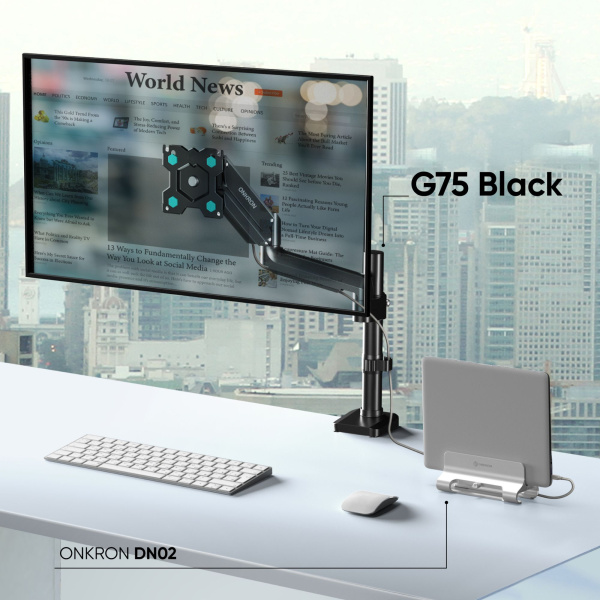 Кронштейн для мониторов Onkron G75 черный 13"-34" макс.12кг настольный поворот и наклон 1