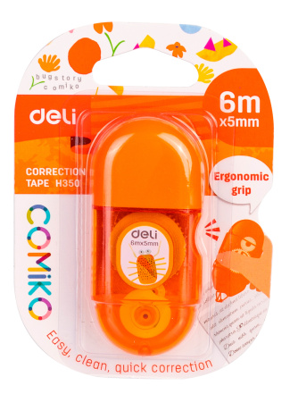Лента коррект. Deli EH350 6мх5мм ассорти корпус белый блистер