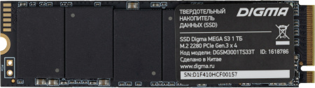 Накопитель SSD Digma PCI-E 3.0 x4 1Tb DGSM3001TS33T Mega S3 M.2 2280