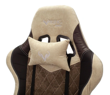 Кресло игровое Zombie VIKING 7 KNIGHT Fabric коричневый/бежевый текстиль/эко.кожа с подголов. крестов. металл