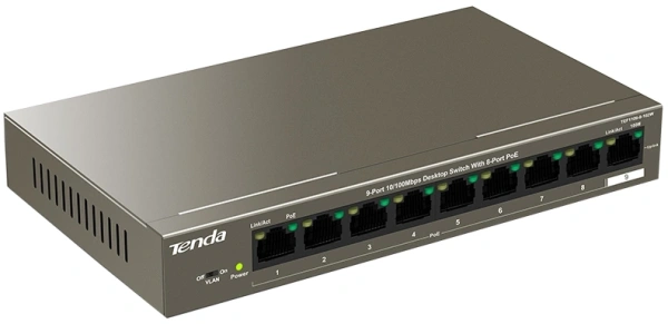 Коммутатор Tenda TEF1109P-8-102W (L2) 9x100Мбит/с 8PoE 92W неуправляемый