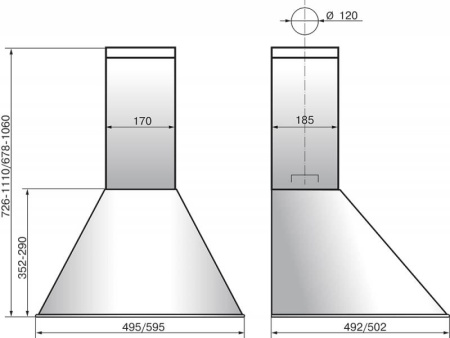 Вытяжка каминная Elikor Эпсилон 50Н-430-П3Л нержавеющая сталь/серебро управление: ползунковое (1 мотор)