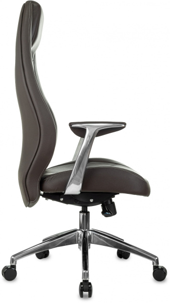 Кресло руководителя Бюрократ _Zen коричневый кожа крестов. алюминий