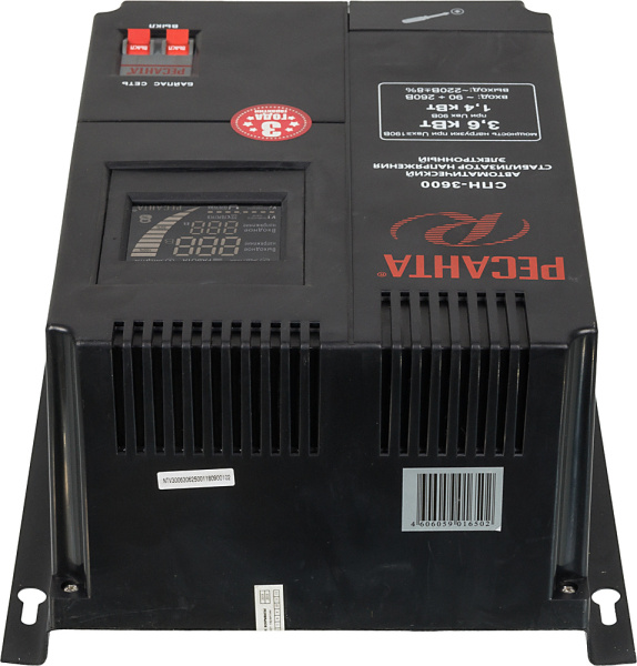 Стабилизатор напряжения Ресанта СПН-3600 однофазный черный (63/6/25)