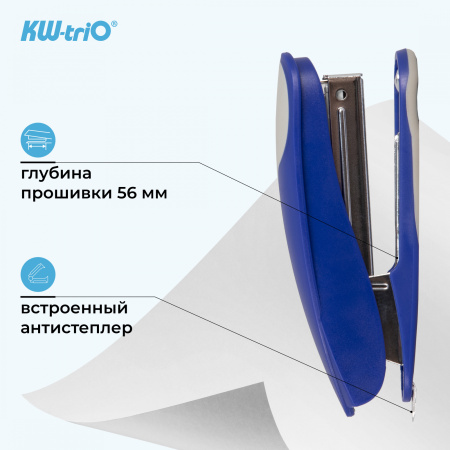 Степлер Kw-Trio 5116BLU Pollex N10 (10листов) встроенный антистеплер синий 100скоб металл/пластик