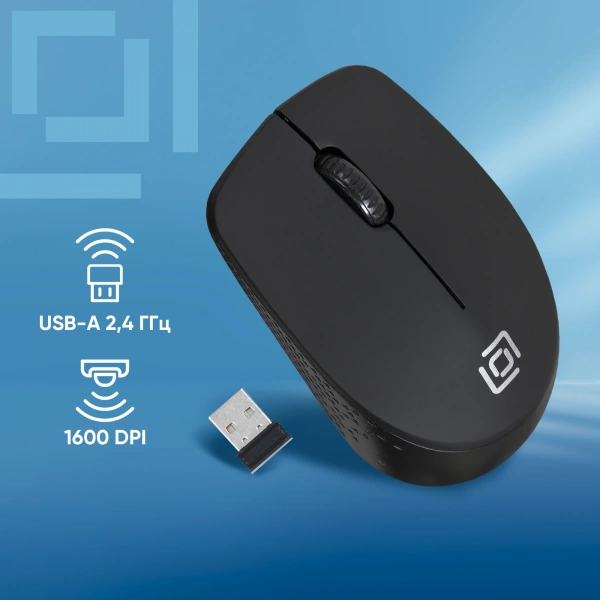 Мышь Оклик 486MW черный оптическая (1600dpi) беспроводная USB для ноутбука (3but)