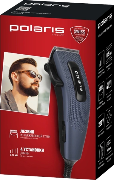 Машинка для стрижки Polaris PHC 0954 серый 9Вт (насадок в компл:4шт)