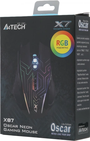 Мышь A4Tech X87 черный оптическая (2400dpi) USB (8but)