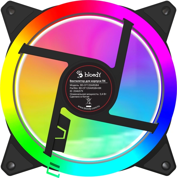 Вентилятор для корпуса Bloody BD-CF120ARGB4 ARGB 120х120x25 черный 4-pin 26дБ (BD-CF120ARGB4-BK) Ret