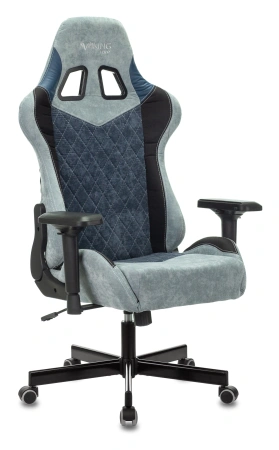 Кресло игровое Zombie VIKING 7 KNIGHT Fabric голубой текстиль/эко.кожа с подголов. крестов. металл