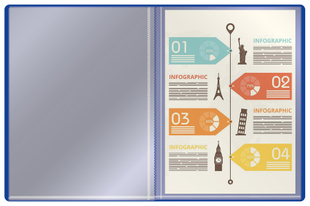 Папка с 30 прозр.вклад. Buro -ECB30BLUE A4 пластик 0.5мм синий