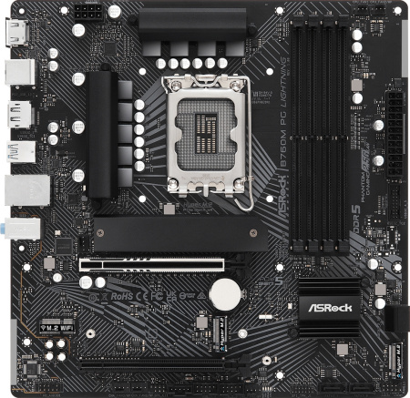 Материнская плата Asrock B760M PG LIGHTNING Soc-1700 Intel B760 4xDDR5 mATX AC`97 8ch(7.1) 2.5Gg RAI