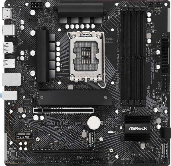 Материнская плата Asrock B760M PG LIGHTNING Soc-1700 Intel B760 4xDDR5 mATX AC`97 8ch(7.1) 2.5Gg RAI