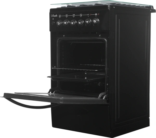 Плита Комбинированная Лысьва ЭГ 404 МС-2у черный (стеклянная крышка) реш.чугун