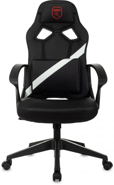 Кресло игровое Zombie 300 черный/белый эко.кожа крестов. пластик