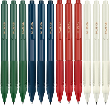 Набор ручек гелев. Deli Nusign (NS646-P) авт. корп.ассорти чернила черн. кор.карт. (12шт) линия 0.5м