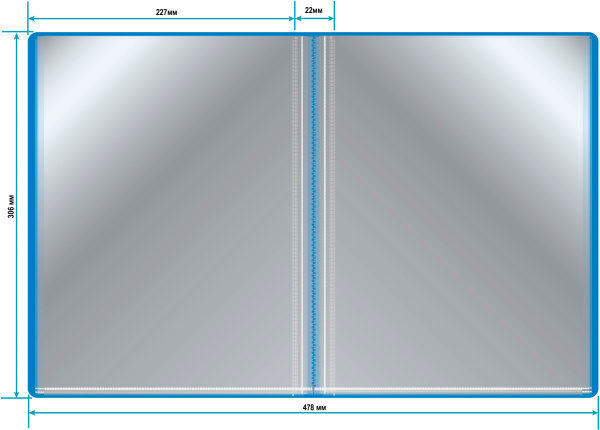 Папка с 30 прозр.вклад. Бюрократ -BPV30BLUE A4 пластик 0.65мм торц.карм с бум. встав синий