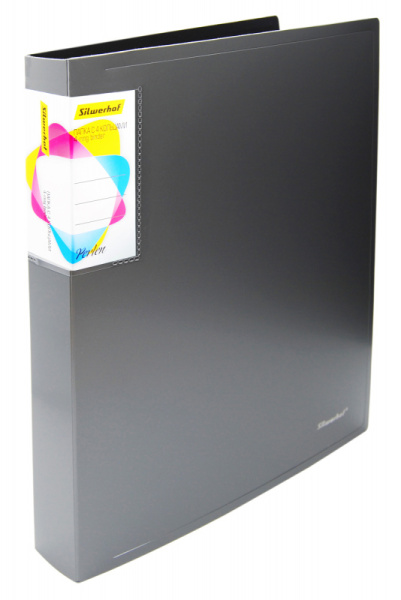 Папка на 4-х кольцах Silwerhof Perlen 271958-77 A4 1мм кор.38мм внутр. с вставкой серебристый металлик