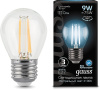 Лампа филам. Gauss 9Вт цок.:E27 шар 220B 4100K св.свеч.бел.нейт. G45 (упак.:10шт) (105802209)