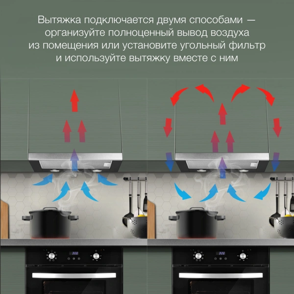 Вытяжка встраиваемая Hyundai HBH 6232 IX нержавеющая сталь/черный управление: кнопочное (1 мотор)