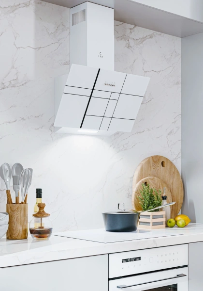 Вытяжка каминная Lex Moza 600 R1 белый управление: кнопочное (1 мотор)